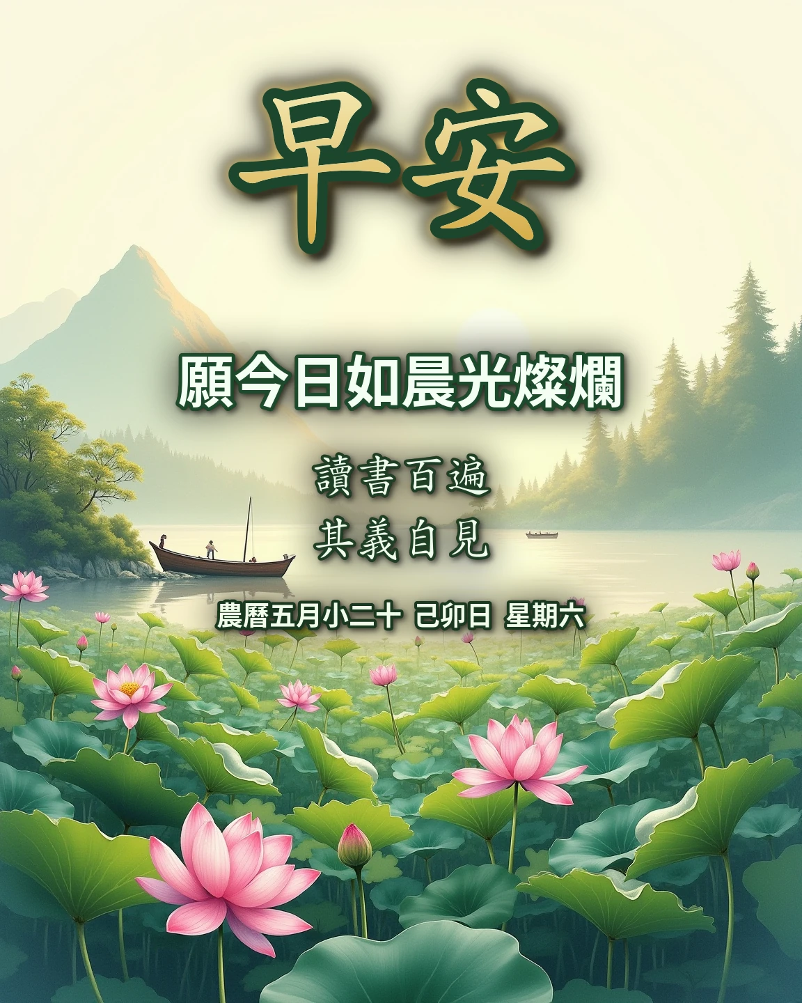 早安 願今日如晨光燦爛 長輩早安圖